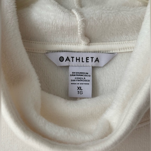 NWT Athleta Cozy Karma Funnel Neck Sweater Size XL Cream White Ivory Fleece - Picture 6 of 8